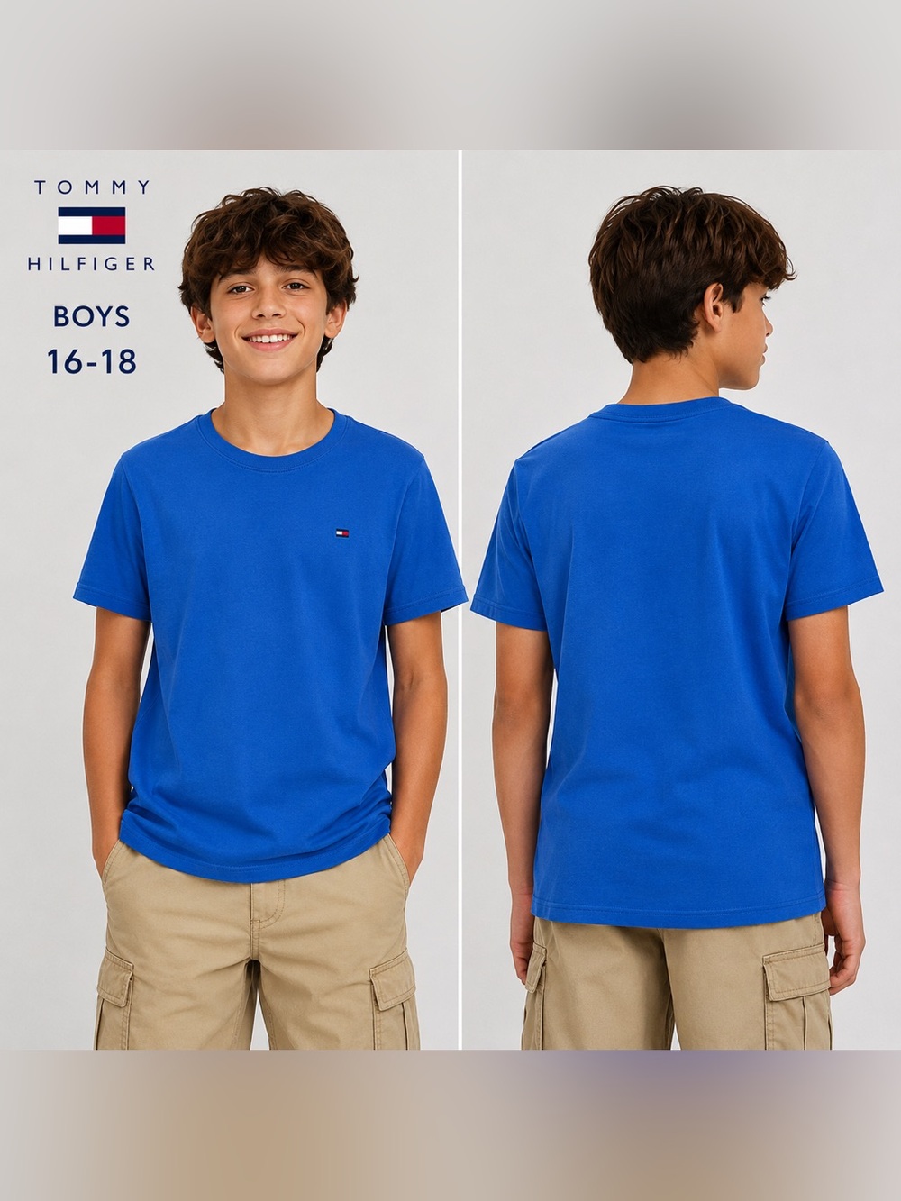 Tommy Hilfiger Blue Logo T-Shirt Size L 16/18 everyday wear casual